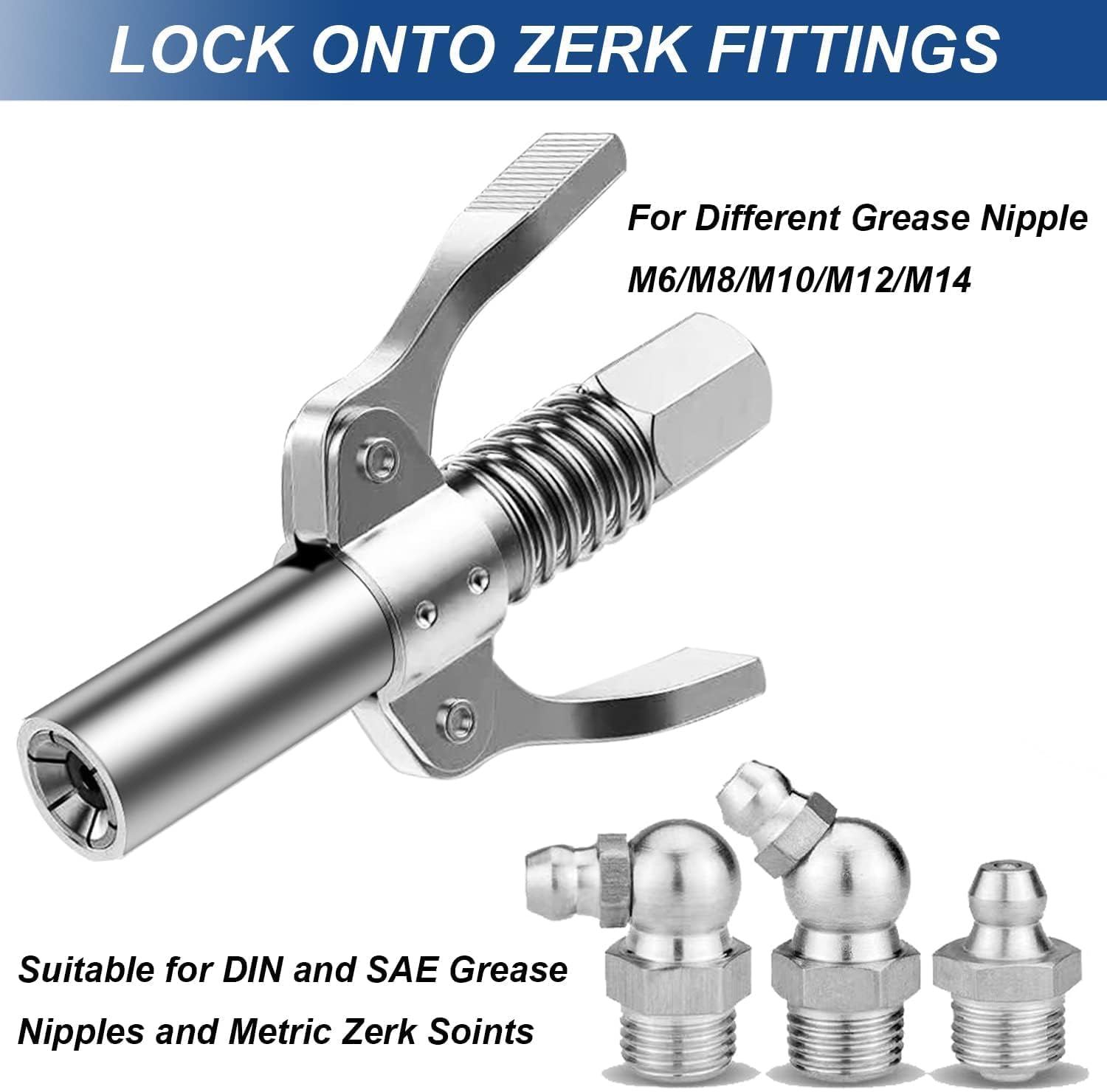 New Double Handle High Pressure Quick Release Grease Coupler